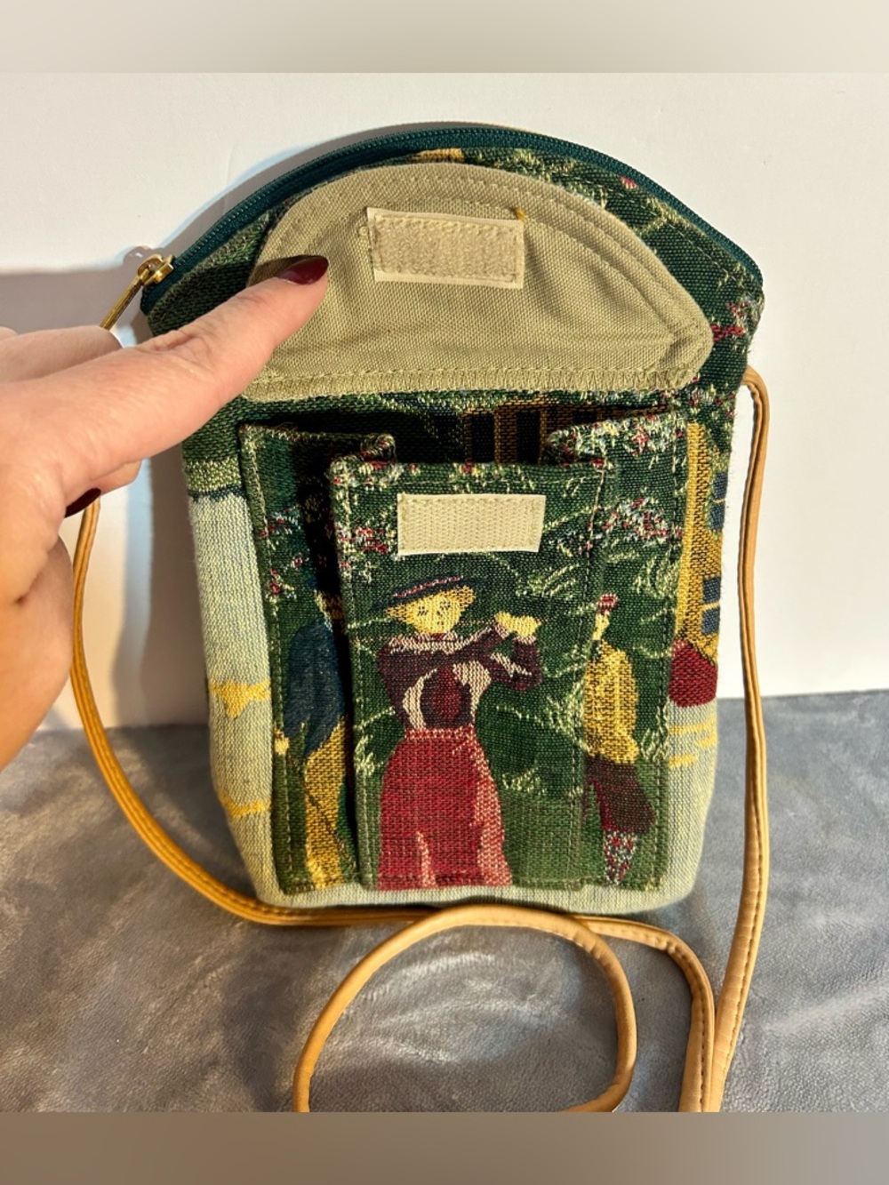 Vintage Tapestry Golf Scene Crossbody Bag Boho Mini Purse Novelty ⛳️ - Picture 3 of 13